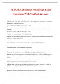 PSYC363 Abnormal Psychology Exam Questions With Verified Answers