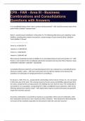 CPA - FAR - Area III - Business Combinations and Consolidations Questions with Answers