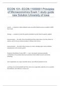 ECON 101- ECON 11000001 Principles of Microeconomics Exam 1 study guide new Solution University of Iowa