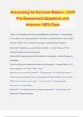 Accounting for Decision Makers - C213 Pre Assessment Questions and Answers 100% Pass