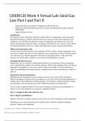 CHEM120 Week 4 Virtual Lab: Ideal Gas Law Part I and Part II