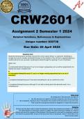 CRW2601 Assignment 2 (COMPLETE ANSWERS) Semester 1 2024 (830738) - DUE 25 April 2024 