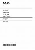 AQA A LEVEL PHYSICS 7408/3A MARK SCHEME PAPER 3 2023 (Section A)