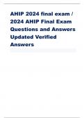 AHIP 2024 final exam /  2024 AHIP Final Exam  Questions and Answers  Updated Verified  Answers
