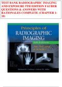 TEST BANK RADIOGRAPHIC IMAGING AND EXPOSURE 5TH EDITION FAUBER QUESTIONS & ANSWERS WITH RATIONALES COMPLETE (CHAPTER 1-10)
