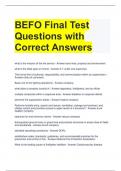 BEFO Final Test Questions with Correct Answers 