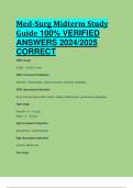 Med-Surg Midterm Study Guide 100% VERIFIED  ANSWERS 2024/2025  CORRECT