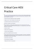 Critical Care HESI  Practice