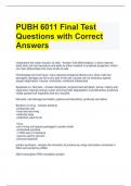 PUBH 6011 Final Test Questions with Correct Answers 
