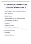 Managerial Accounting Questions with 100% Correct Answers | Graded A+