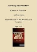 Summary Social Welfare, summary of the book plus college notes, new 2024, chapters 1,2,3,4