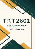 TRT2601 Assignment 5 Due 17 May   