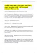 Florida laws and rules exam May 2024 exam question with 100 correct answers Ranked A+
