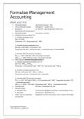 Formula sheet Management Accounting for IBA
