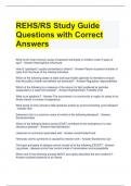 REHS/RS Study Guide Questions with Correct Answers