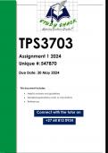 TPS3704 Assignment 1 (ANSWERS) 2024 - DISTINCTION GUARANTEED