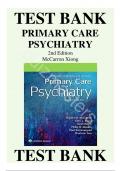Test Bank For Primary Care Psychiatry 2nd Edition by Dr. Robert M. McCarron||Chapters 1-26||Complete Guide A+