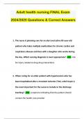 Adult health nursing FINAL Exam 2024/2025 Questions & Correct Answers