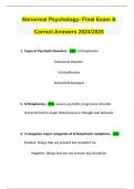 Abnormal Psychology- Final Exam & Correct Answers 2024/2025
