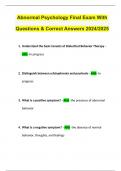 Abnormal Psychology Final Exam With Questions & Correct Answers 2024/2025
