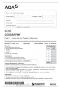  AQA GCSE GEOGRAPHY Paper 1 Living with the Physical Environment Monday 22 May 2023