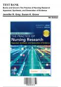 Test Bank for Burns and Grove's The Practice of Nursing Research Appraisal, Synthesis, and Generation of Evidence, 9th Edition by Grove, 9780323673174, Covering Chapters 1-29 | Includes Rationales