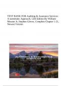 TEST BANK FOR Auditing & Assurance Services: A sustematic Approach, 12th Edition By William Messier Jr, Stephen Glover, Complete Chapter 1-21, Newest Version