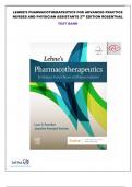 Lehne's Pharmacotherapeutics for Advanced Practice Nurses and Physician 2nd Edition by Laura D. Rosenthal DNP RN ACNP-BC FAANP (Author), Jacqueline Rosenjack Burchum DNSc FNP-BC CNE (Author) Test Bank