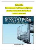 Introduction to Statistical Investigations, 2nd Edition TEST BANK by Nathan Tintle; Beth L. Chance, Verified Chapters 1 - 11, Complete Newest Version