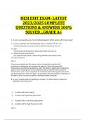HESI EXIT EXAM- LATEST  2023/2025 COMPLETE  QUESTIONS & ANSWERS 100%  SOLVED…GRADE A+