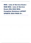 NHA - LINE OF SERVICE EXAM NAB NHA - LINE OF SERVICE EXAM PA || QUESTIONS AND CORRECT ANSWERS WITH EXPLANATIONS //ALREADY GRADED A+