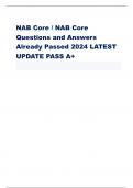 NAB CORE EXAM || QUESTIONS AND CORRECT ANSWERS WITH EXPLANATIONS //ALREADY GRADED A+