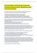 The Evolution of Nursing (Licensed Practical Nurse) Exam Questions with Correct Answers