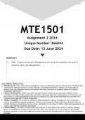  MTE1501 Assignment 2 (ANSWERS) 2024 - DISTINCTION GUARANTEED
