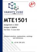 MTE1501 Assignment 2 (DETAILED ANSWERS) 2024 - DISTINCTION GUARANTEED
