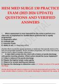 HESI MED SURGE 130 PRACTICE EXAM (2023 2024 UPDATE) QUESTIONS AND VERIFIED ANSWERS.