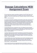 Dosage Calculations HESI  Assignment Exam