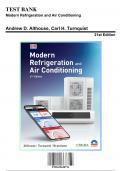 Test Bank: Modern Refrigeration and Air Conditioning, 21st Edition by Althouse - Chapters 1-55, 9781635638776 | Rationals Included