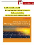 Introduction to Managerial Accounting, 7th Canadian Edition, SOLUTION MANUAL by Peter C. Brewer, Ray H. Garrison, Verified Chapters 1 - 14, Complete Newest Version 