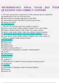 MICROBIOLOGY FINAL EXAM 2023 WITH QUESTIONS AND CORRECT ANSWERS