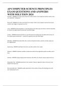 AP COMPUTER SCIENCE PRINCIPLES EXAM QUESTIONS AND ANSWERS WITH SOLUTION 2024