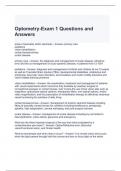 Optometry-Exam 1 Questions and Answers