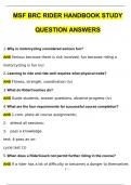 MSF BRC RIDER HANDBOOK STUDY Questions with 100% Correct Answers | Updated & Verified