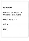 NURS6016 Quality Improvement of Interprofessional Care Final Exam Guide Q & A 2024