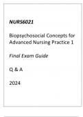 NURS6021 Biopsychosocial Concepts for ANP 1 Final Exam Guide Q & A 2024
