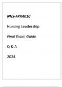 NURS-FPX4010 Nursing Leadership Final Exam Guide Q & A 2024.