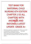 TEST BANK FOR MATERNAL CHILD NURSING 6TH EDITION CHAPTER 1-55 ALL CHAPTERS WITH ANSWERS AND RATIONALS LATEST UPDATE  GRADE A+