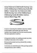 Actual Maternal & Child Health Nursing: Care of the Childbearing & Childrearing Family 8th Edition / Instant Test  For Maternal & Child Health Nursing: Care of the Childbearing & Childrearing Family 8th Edition Authors: JoAnne Silbert-Flagg, Pillit