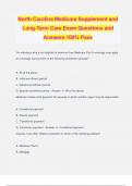 North Carolina Medicare Supplement and Long-Term Care Exam Questions and Answers 100% Pass