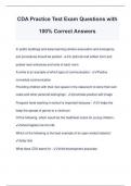 CDA Practice Test Exam Questions with 100% Correct Answers